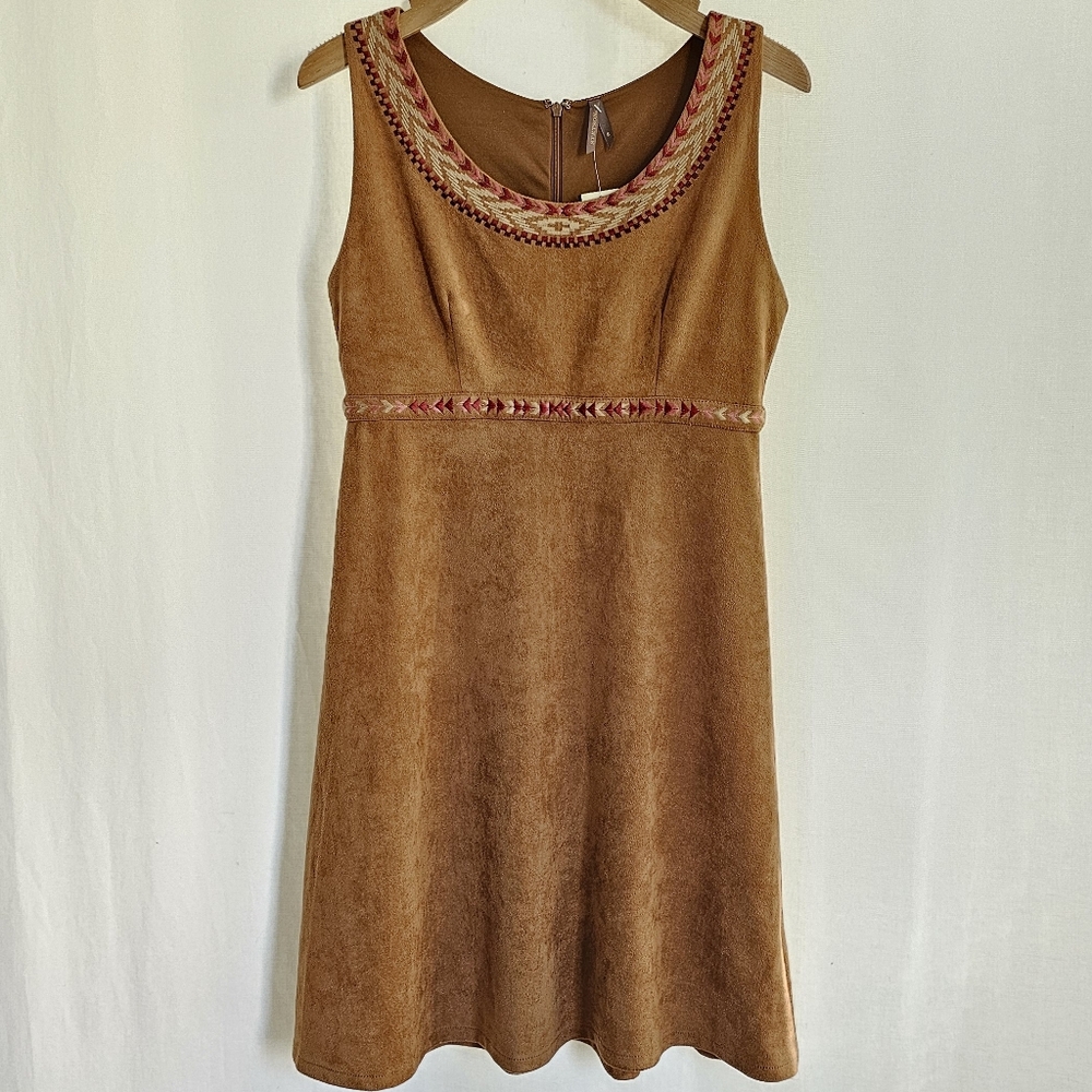 Stetson Tobacco Brown Sleeveless Faux Suede Mini Dress - Picture 3 of 16